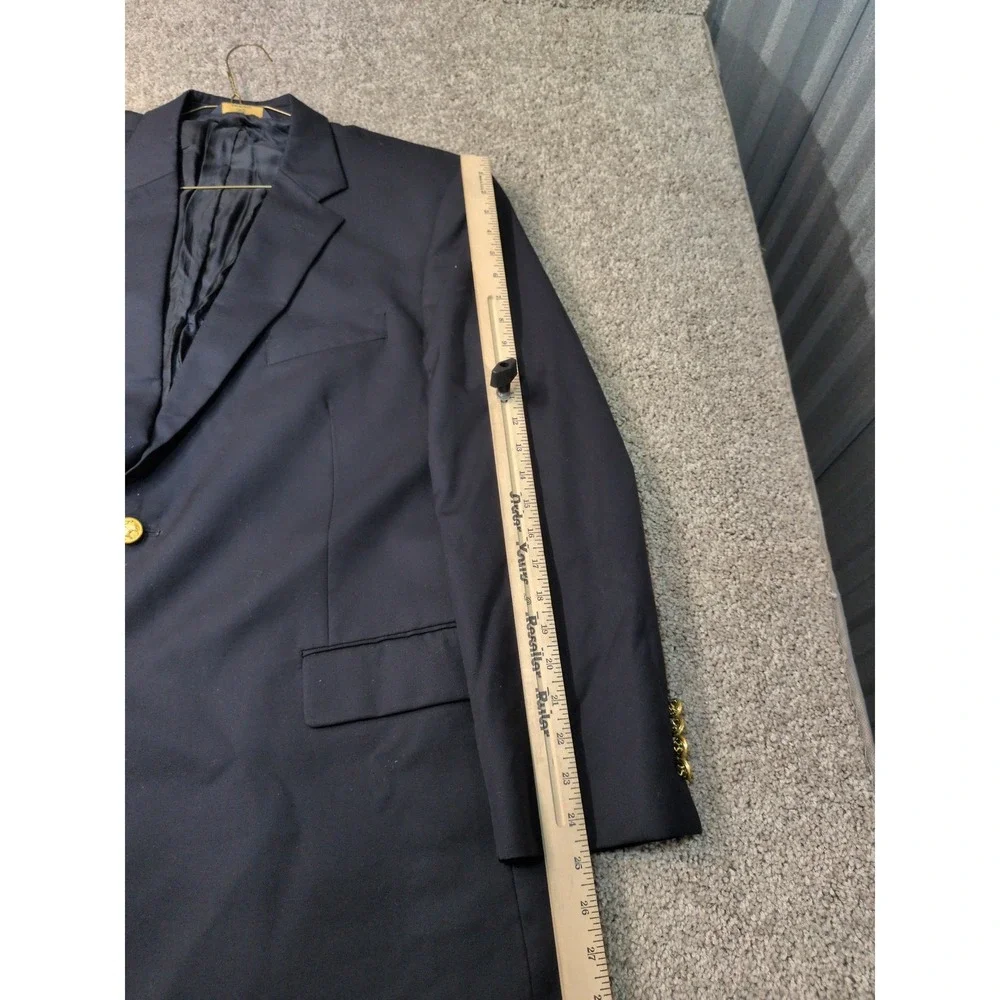 Brooks Brothers‎ 346 Madison Fit Navy Blue Wool Blazer Gold Buttons Mens 46R